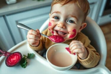 bebê comendo delicosa Papinha de Beterraba para Bebês