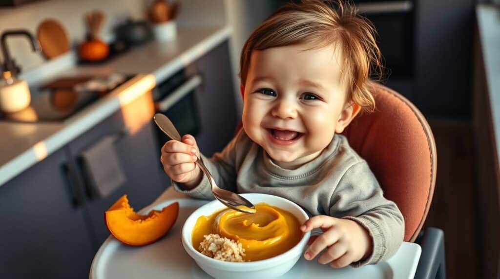 Purê de Abóbora com Arroz com passo a passo simples para o bebê