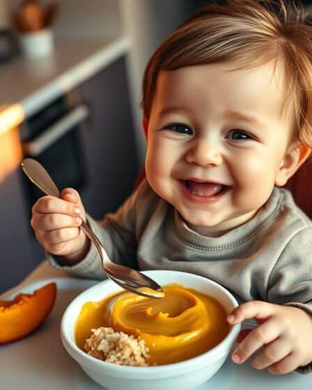 Purê de Abóbora com Arroz com passo a passo simples para o bebê